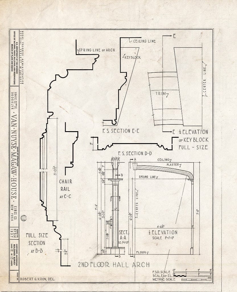 Blueprint HABS NY,24-Brok,36- (Sheet 12 of 15) - Van Nuyse-Magaw House, 1041 East Twenty-Second Street, Brooklyn, Kings County, NY