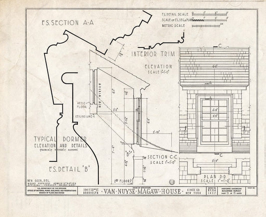 Blueprint HABS NY,24-Brok,36- (Sheet 15 of 15) - Van Nuyse-Magaw House, 1041 East Twenty-Second Street, Brooklyn, Kings County, NY