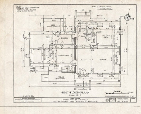 Blueprint HABS NY,24-Brok,3- (Sheet 1 of 8) - Johannes Van Nuyse House, 150 Amersfort Place, Brooklyn, Kings County, NY