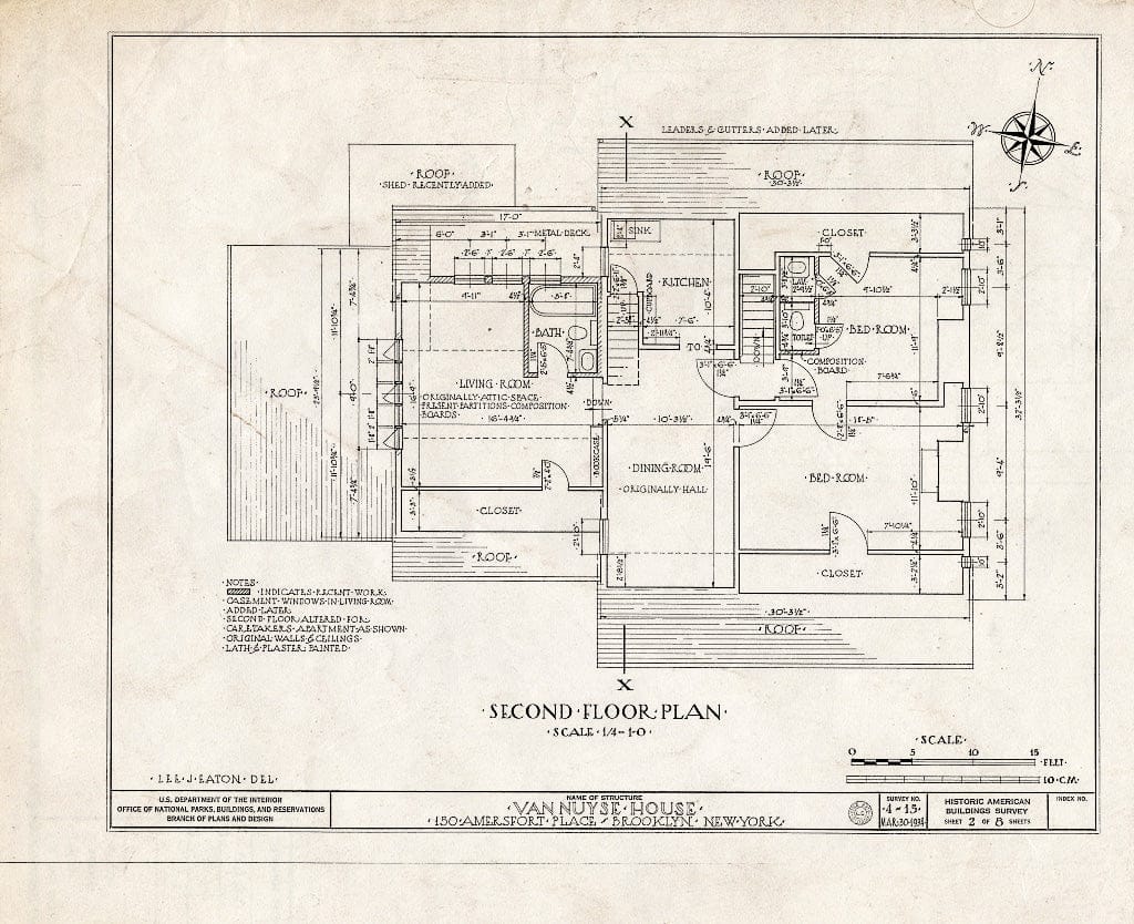 Blueprint HABS NY,24-Brok,3- (Sheet 2 of 8) - Johannes Van Nuyse House, 150 Amersfort Place, Brooklyn, Kings County, NY