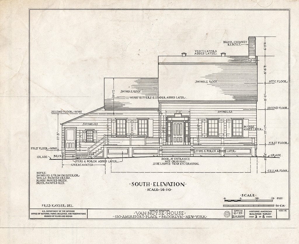 Blueprint HABS NY,24-Brok,3- (Sheet 3 of 8) - Johannes Van Nuyse House, 150 Amersfort Place, Brooklyn, Kings County, NY