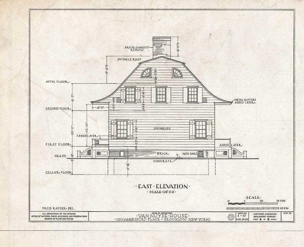 Blueprint HABS NY,24-Brok,3- (Sheet 4 of 8) - Johannes Van Nuyse House, 150 Amersfort Place, Brooklyn, Kings County, NY