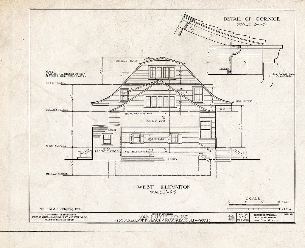Blueprint HABS NY,24-Brok,3- (Sheet 5 of 8) - Johannes Van Nuyse House, 150 Amersfort Place, Brooklyn, Kings County, NY