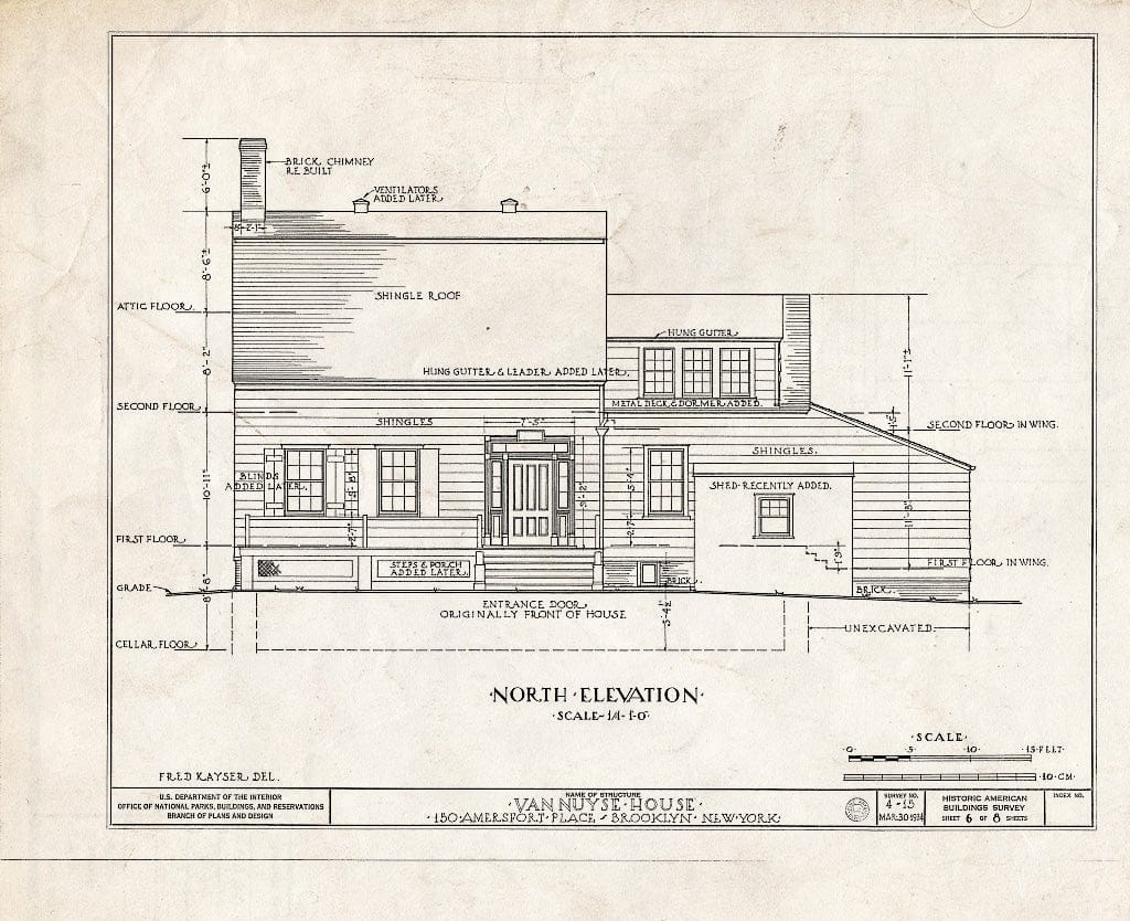 Blueprint HABS NY,24-Brok,3- (Sheet 6 of 8) - Johannes Van Nuyse House, 150 Amersfort Place, Brooklyn, Kings County, NY