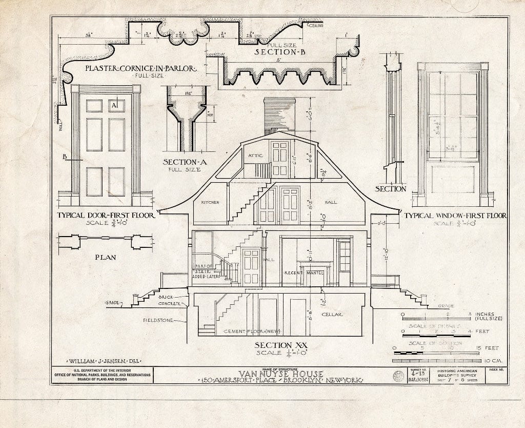 Blueprint HABS NY,24-Brok,3- (Sheet 7 of 8) - Johannes Van Nuyse House, 150 Amersfort Place, Brooklyn, Kings County, NY