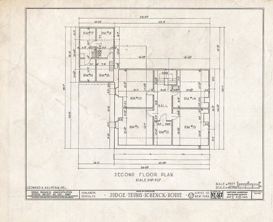 Blueprint HABS NY,24-Brok,38- (Sheet 2 of 15) - Judge Teunis Schenck House, Highland Park, Jamaica Avenue, Brooklyn, Kings County, NY
