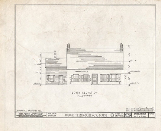 Blueprint HABS NY,24-Brok,38- (Sheet 3 of 15) - Judge Teunis Schenck House, Highland Park, Jamaica Avenue, Brooklyn, Kings County, NY