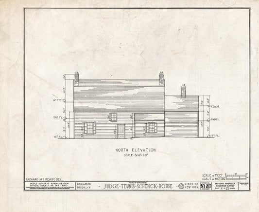 Blueprint HABS NY,24-Brok,38- (Sheet 4 of 15) - Judge Teunis Schenck House, Highland Park, Jamaica Avenue, Brooklyn, Kings County, NY