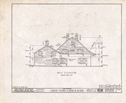 Blueprint HABS NY,24-Brok,38- (Sheet 6 of 15) - Judge Teunis Schenck House, Highland Park, Jamaica Avenue, Brooklyn, Kings County, NY