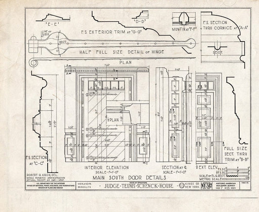 Blueprint HABS NY,24-Brok,38- (Sheet 7 of 15) - Judge Teunis Schenck House, Highland Park, Jamaica Avenue, Brooklyn, Kings County, NY