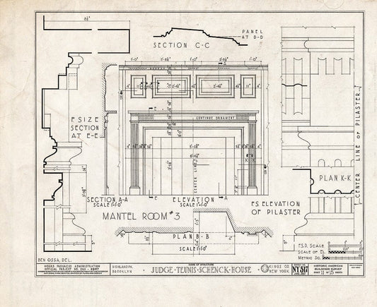 Blueprint HABS NY,24-Brok,38- (Sheet 11 of 15) - Judge Teunis Schenck House, Highland Park, Jamaica Avenue, Brooklyn, Kings County, NY