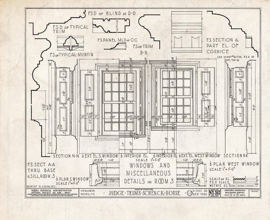 Blueprint HABS NY,24-Brok,38- (Sheet 12 of 15) - Judge Teunis Schenck House, Highland Park, Jamaica Avenue, Brooklyn, Kings County, NY