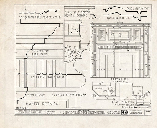 Blueprint HABS NY,24-Brok,38- (Sheet 13 of 15) - Judge Teunis Schenck House, Highland Park, Jamaica Avenue, Brooklyn, Kings County, NY