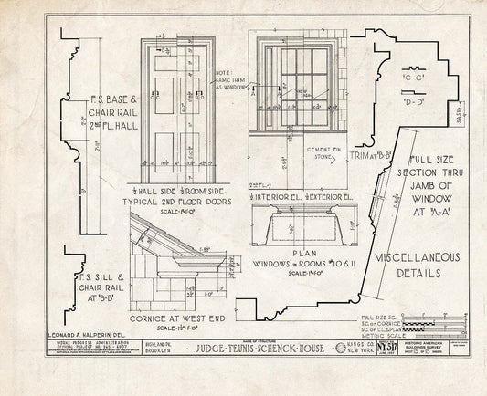 Blueprint HABS NY,24-Brok,38- (Sheet 15 of 15) - Judge Teunis Schenck House, Highland Park, Jamaica Avenue, Brooklyn, Kings County, NY