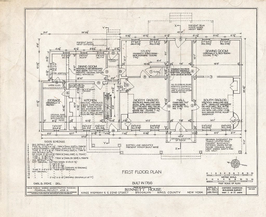 Blueprint HABS NY,24-Brok,39- (Sheet 1 of 15) - Wyckoff-Bennett House, Kings Highway & 1669 East Twenty-Second Street, Brooklyn, Kings County, NY