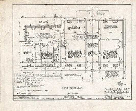 Blueprint HABS NY,24-Brok,39- (Sheet 1 of 15) - Wyckoff-Bennett House, Kings Highway & 1669 East Twenty-Second Street, Brooklyn, Kings County, NY