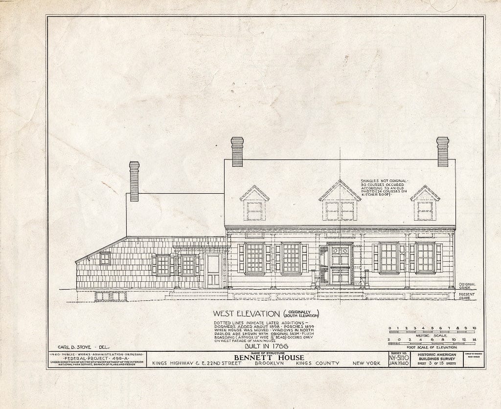 Blueprint HABS NY,24-Brok,39- (Sheet 3 of 15) - Wyckoff-Bennett House, Kings Highway & 1669 East Twenty-Second Street, Brooklyn, Kings County, NY