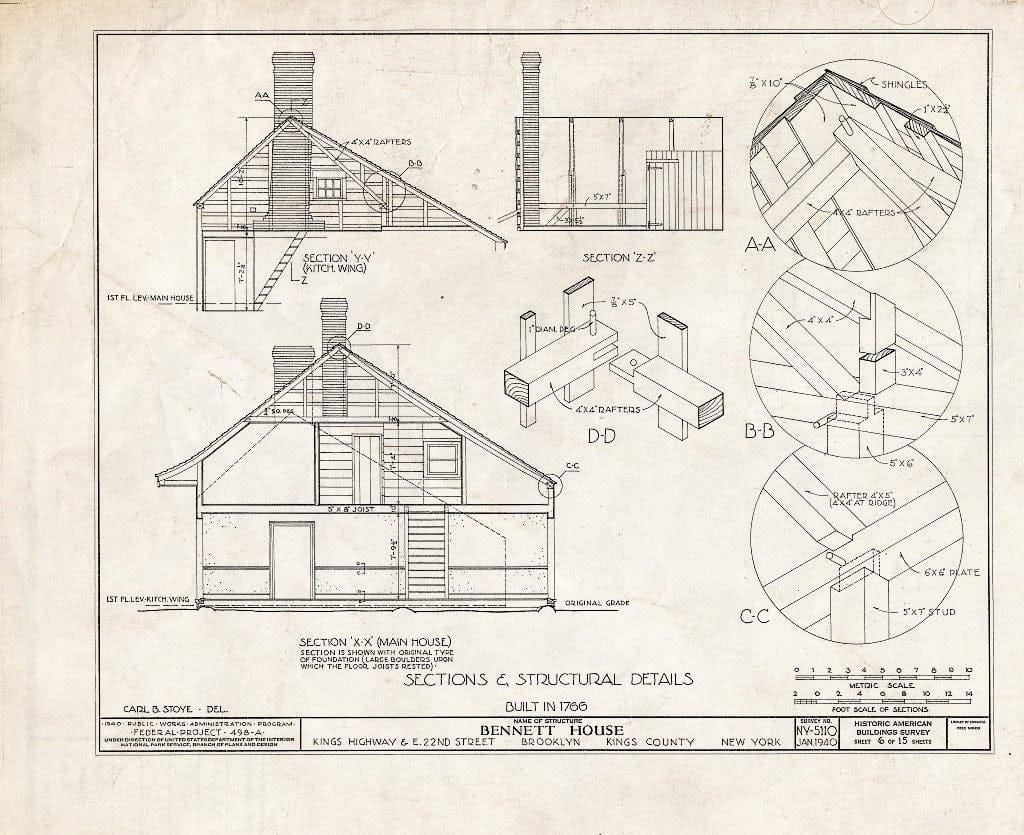 Blueprint HABS NY,24-Brok,39- (Sheet 6 of 15) - Wyckoff-Bennett House, Kings Highway & 1669 East Twenty-Second Street, Brooklyn, Kings County, NY