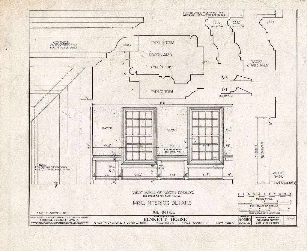 Blueprint HABS NY,24-Brok,39- (Sheet 9 of 15) - Wyckoff-Bennett House, Kings Highway & 1669 East Twenty-Second Street, Brooklyn, Kings County, NY