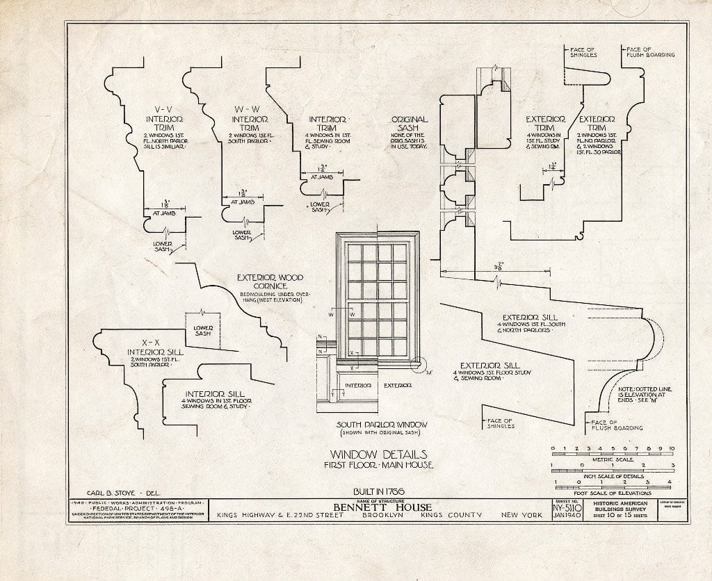 Blueprint HABS NY,24-Brok,39- (Sheet 10 of 15) - Wyckoff-Bennett House, Kings Highway & 1669 East Twenty-Second Street, Brooklyn, Kings County, NY