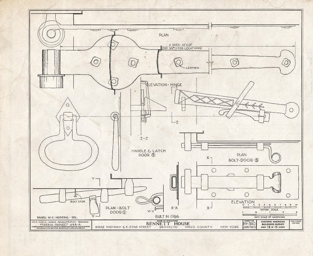 Blueprint HABS NY,24-Brok,39- (Sheet 12 of 15) - Wyckoff-Bennett House, Kings Highway & 1669 East Twenty-Second Street, Brooklyn, Kings County, NY