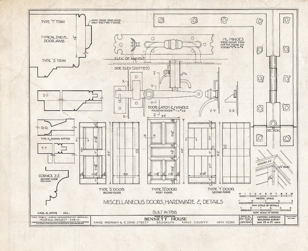Blueprint HABS NY,24-Brok,39- (Sheet 13 of 15) - Wyckoff-Bennett House, Kings Highway & 1669 East Twenty-Second Street, Brooklyn, Kings County, NY