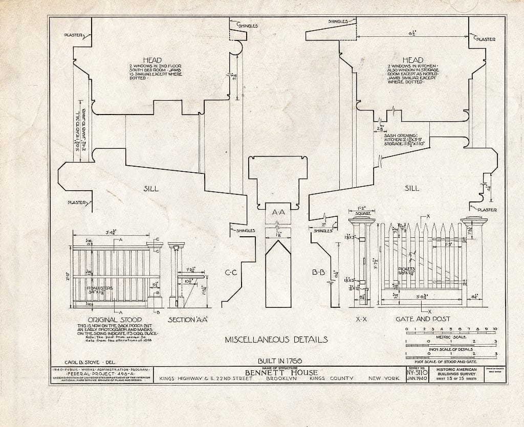 Blueprint HABS NY,24-Brok,39- (Sheet 15 of 15) - Wyckoff-Bennett House, Kings Highway & 1669 East Twenty-Second Street, Brooklyn, Kings County, NY