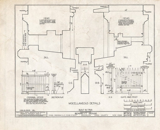 Blueprint HABS NY,24-Brok,39- (Sheet 15 of 15) - Wyckoff-Bennett House, Kings Highway & 1669 East Twenty-Second Street, Brooklyn, Kings County, NY
