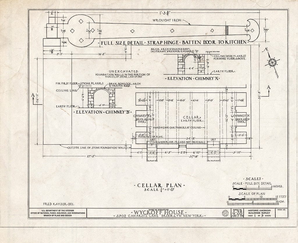 Blueprint HABS NY,24-Brok,32- (Sheet 1 of 9) - Peter Wyckoff House, 5902 Canarsie Lane, Brooklyn, Kings County, NY