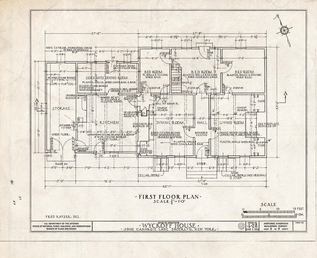 Blueprint HABS NY,24-Brok,32- (Sheet 2 of 9) - Peter Wyckoff House, 5902 Canarsie Lane, Brooklyn, Kings County, NY