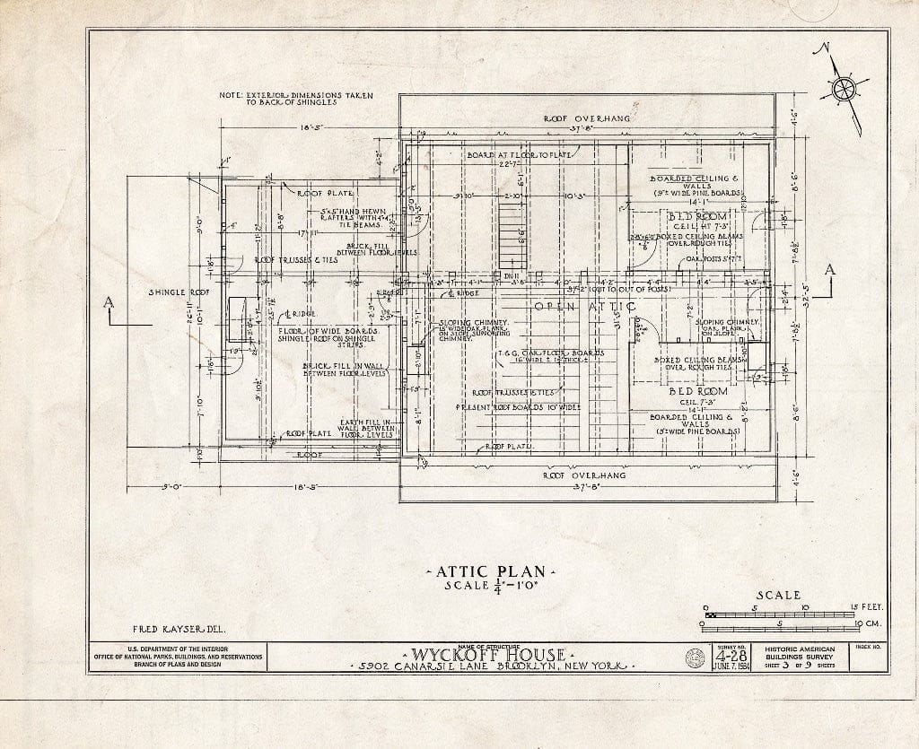 Blueprint HABS NY,24-Brok,32- (Sheet 3 of 9) - Peter Wyckoff House, 5902 Canarsie Lane, Brooklyn, Kings County, NY