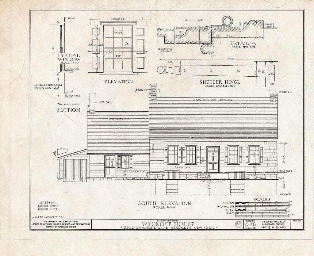Blueprint HABS NY,24-Brok,32- (Sheet 4 of 9) - Peter Wyckoff House, 5902 Canarsie Lane, Brooklyn, Kings County, NY