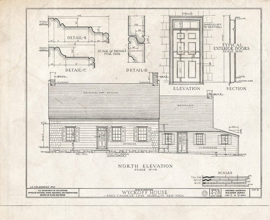 Blueprint HABS NY,24-Brok,32- (Sheet 5 of 9) - Peter Wyckoff House, 5902 Canarsie Lane, Brooklyn, Kings County, NY