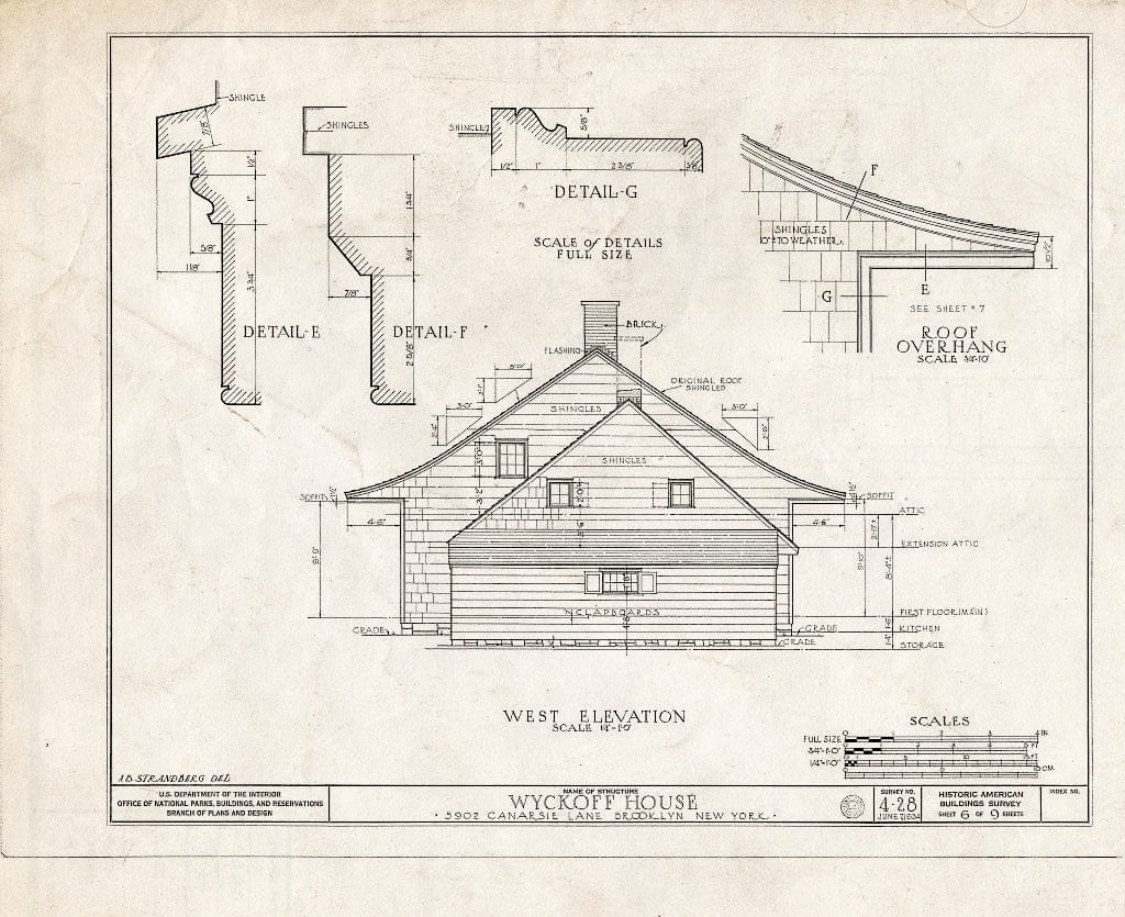 Blueprint HABS NY,24-Brok,32- (Sheet 6 of 9) - Peter Wyckoff House, 5902 Canarsie Lane, Brooklyn, Kings County, NY