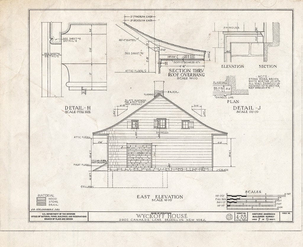 Blueprint HABS NY,24-Brok,32- (Sheet 7 of 9) - Peter Wyckoff House, 5902 Canarsie Lane, Brooklyn, Kings County, NY