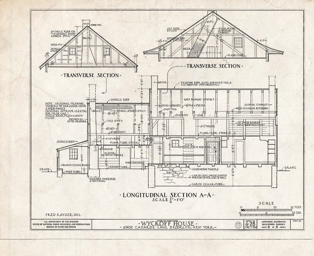 Blueprint HABS NY,24-Brok,32- (Sheet 8 of 9) - Peter Wyckoff House, 5902 Canarsie Lane, Brooklyn, Kings County, NY
