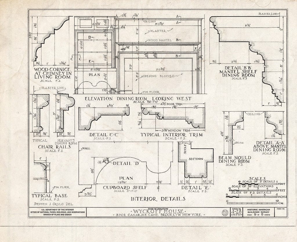 Blueprint HABS NY,24-Brok,32- (Sheet 9 of 9) - Peter Wyckoff House, 5902 Canarsie Lane, Brooklyn, Kings County, NY