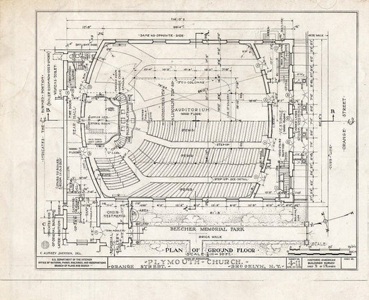 Blueprint HABS NY,24-Brok,31- (Sheet 2 of 12) - Plymouth Church, Orange & Hicks Streets, Brooklyn, Kings County, NY