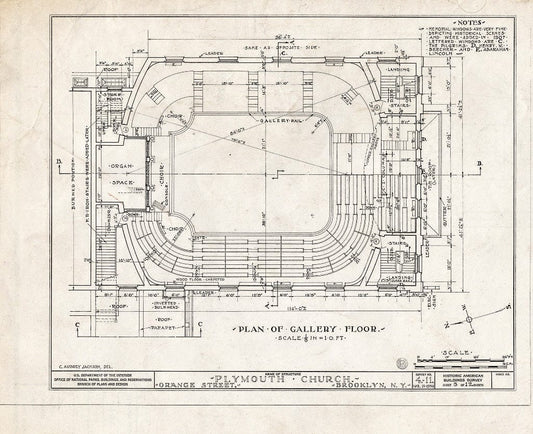 Blueprint HABS NY,24-Brok,31- (Sheet 3 of 12) - Plymouth Church, Orange & Hicks Streets, Brooklyn, Kings County, NY