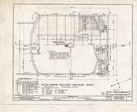 Blueprint HABS NY,24-Brok,31- (Sheet 4 of 12) - Plymouth Church, Orange & Hicks Streets, Brooklyn, Kings County, NY