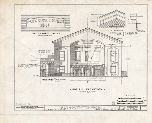 Blueprint HABS NY,24-Brok,31- (Sheet 5 of 12) - Plymouth Church, Orange & Hicks Streets, Brooklyn, Kings County, NY