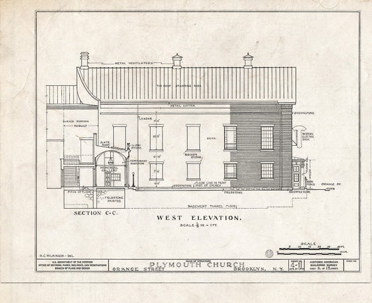 Blueprint HABS NY,24-Brok,31- (Sheet 6 of 12) - Plymouth Church, Orange & Hicks Streets, Brooklyn, Kings County, NY