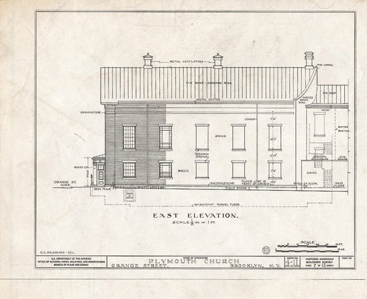 Blueprint HABS NY,24-Brok,31- (Sheet 7 of 12) - Plymouth Church, Orange & Hicks Streets, Brooklyn, Kings County, NY