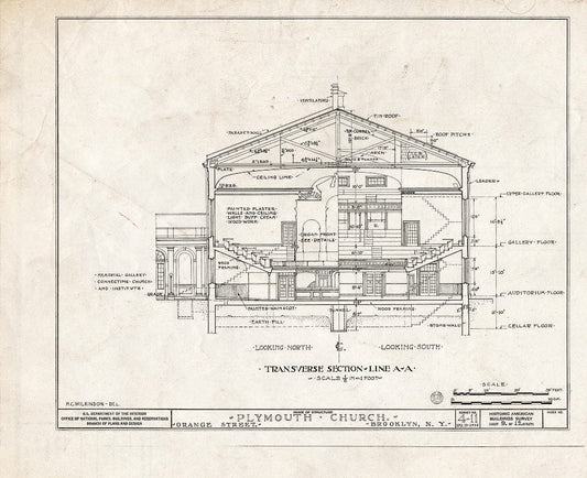 Blueprint HABS NY,24-Brok,31- (Sheet 9 of 12) - Plymouth Church, Orange & Hicks Streets, Brooklyn, Kings County, NY