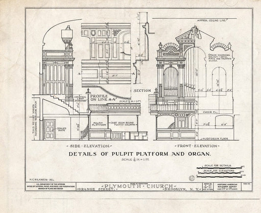 Blueprint HABS NY,24-Brok,31- (Sheet 10 of 12) - Plymouth Church, Orange & Hicks Streets, Brooklyn, Kings County, NY