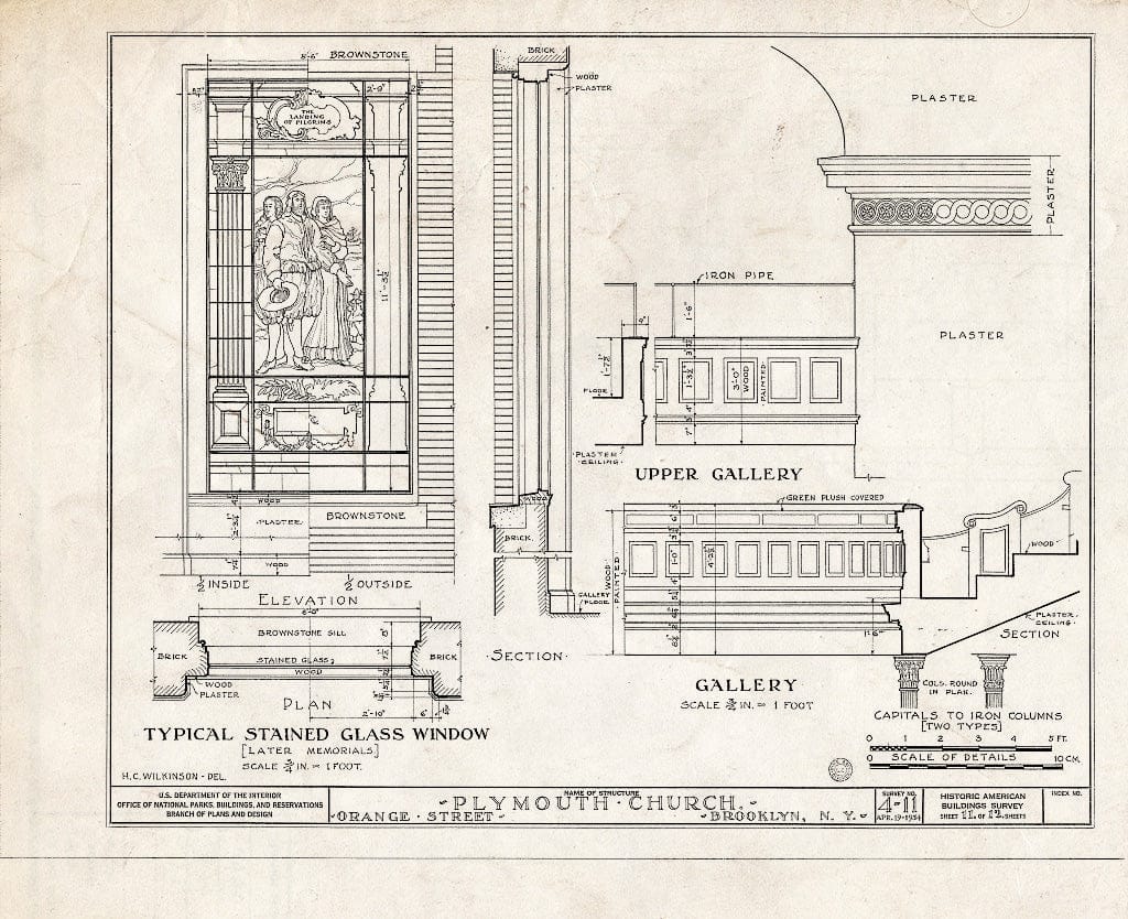 Blueprint HABS NY,24-Brok,31- (Sheet 11 of 12) - Plymouth Church, Orange & Hicks Streets, Brooklyn, Kings County, NY