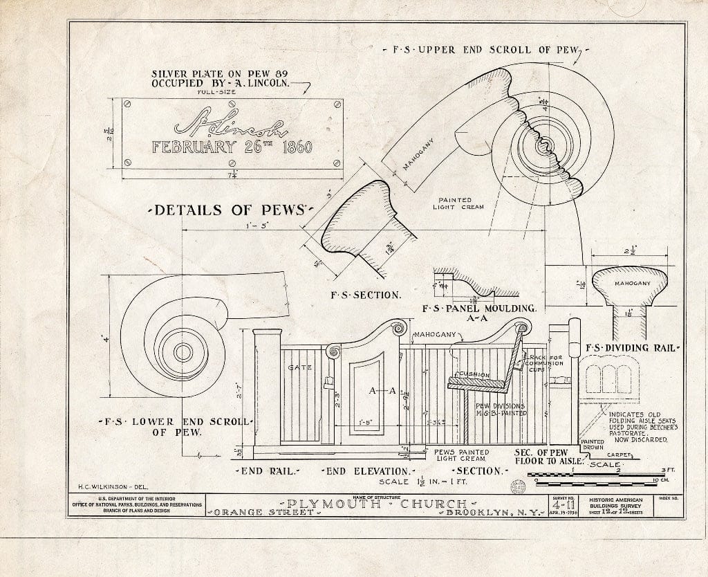 Blueprint HABS NY,24-Brok,31- (Sheet 12 of 12) - Plymouth Church, Orange & Hicks Streets, Brooklyn, Kings County, NY
