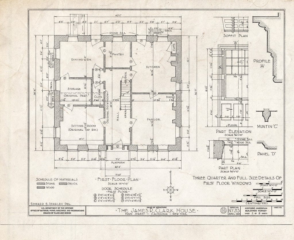 Blueprint HABS NY,26-Cal,1- (Sheet 2 of 9) - James R. Clark House, Main Street, Caledonia, Livingston County, NY