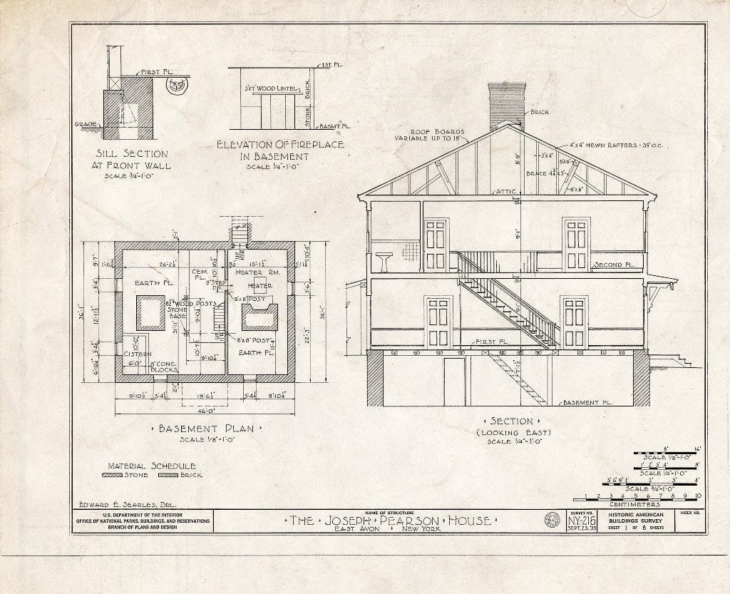 Blueprint HABS NY,26-AVOE,1- (Sheet 1 of 8) - Joseph Pearson House, East Avon, Livingston County, NY
