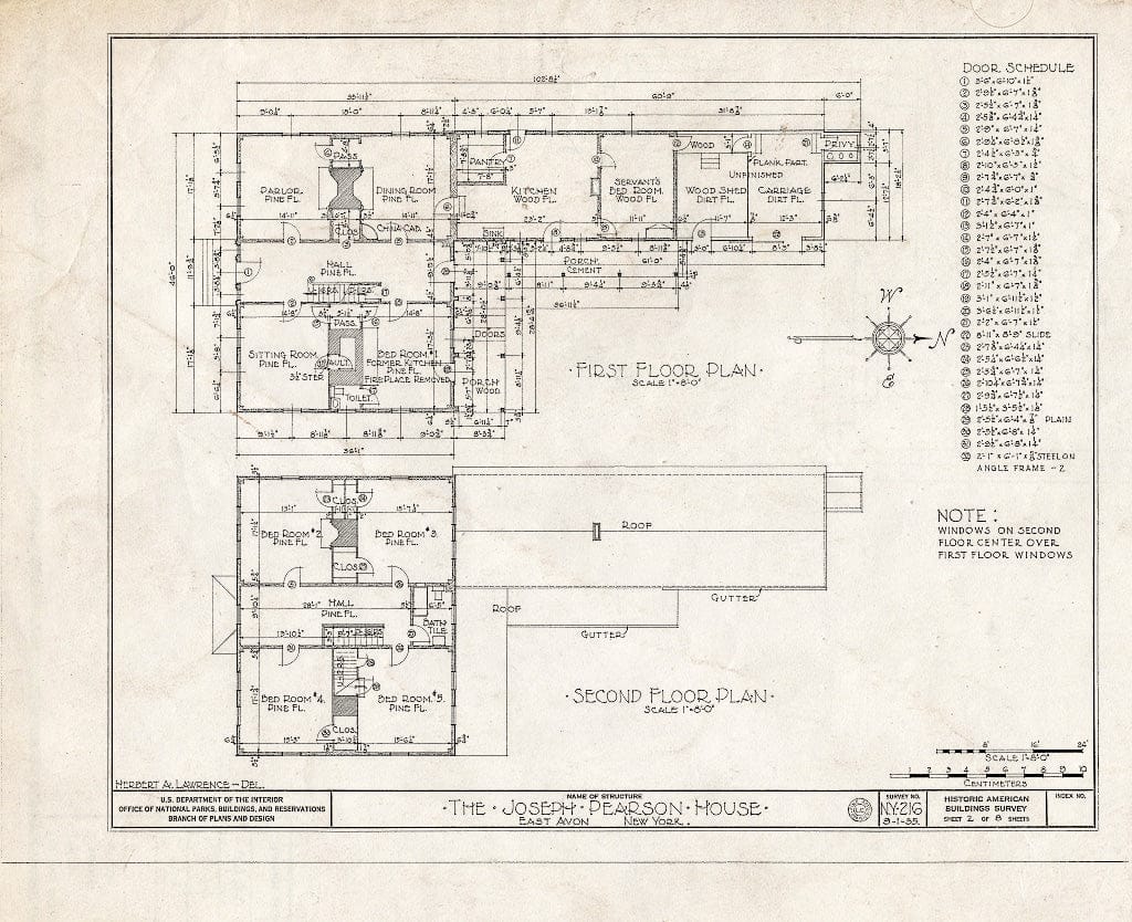 Blueprint HABS NY,26-AVOE,1- (Sheet 2 of 8) - Joseph Pearson House, East Avon, Livingston County, NY